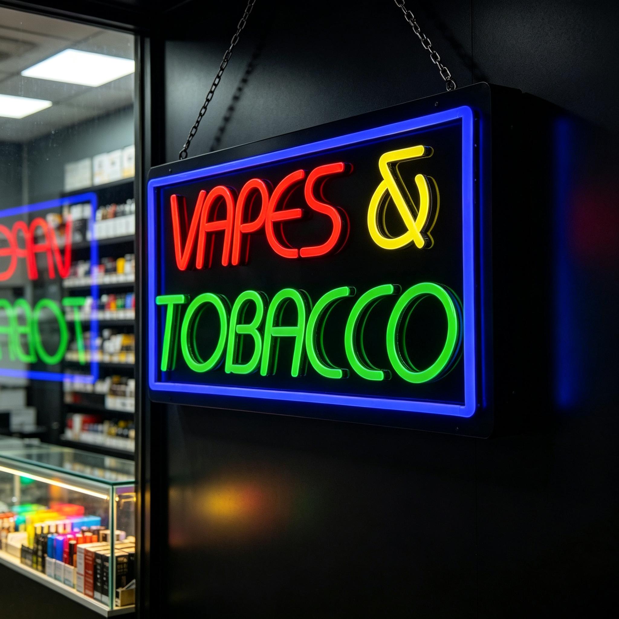 タバコとベイプのネオンサイン。USB電源で点灯し、明るさを調 - Vaping Store のレビューと価格
